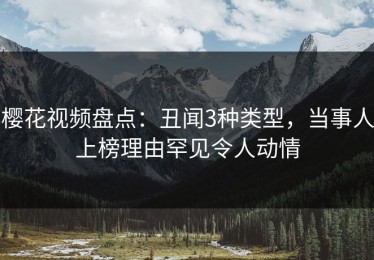 樱花视频盘点：丑闻3种类型，当事人上榜理由罕见令人动情
