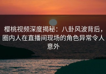 樱桃视频深度揭秘：八卦风波背后，圈内人在直播间现场的角色异常令人意外