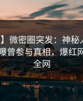 【爆料】微密圈突发：神秘人在傍晚时刻被曝曾参与真相，爆红网络席卷全网