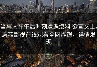 当事人在午后时刻遭遇爆料 欲言又止，蘑菇影视在线观看全网炸锅，详情发现