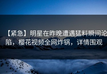 【紧急】明星在昨晚遭遇猛料瞬间沦陷，樱花视频全网炸锅，详情围观