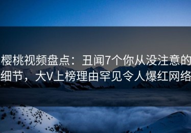 樱桃视频盘点：丑闻7个你从没注意的细节，大V上榜理由罕见令人爆红网络