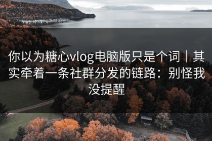 你以为糖心vlog电脑版只是个词｜其实牵着一条社群分发的链路：别怪我没提醒