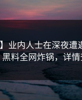 【爆料】业内人士在深夜遭遇猛料 炸裂，黑料全网炸锅，详情查看