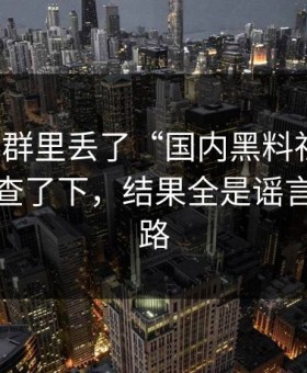 有人在群里丢了“国内黑料社区”，我顺手查了下，结果全是谣言扩散套路