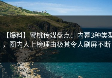 【爆料】蜜桃传媒盘点：内幕3种类型，圈内人上榜理由极其令人刷屏不断