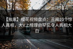 【独家】樱花视频盘点：丑闻10个惊人真相，大V上榜理由罕见令人真相大白