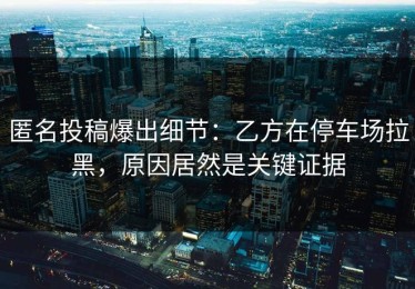 匿名投稿爆出细节：乙方在停车场拉黑，原因居然是关键证据