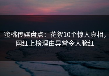 蜜桃传媒盘点：花絮10个惊人真相，网红上榜理由异常令人脸红