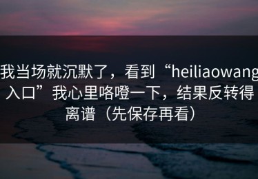 我当场就沉默了，看到“heiliaowang入口”我心里咯噔一下，结果反转得离谱（先保存再看）