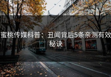 蜜桃传媒科普：丑闻背后5条亲测有效秘诀