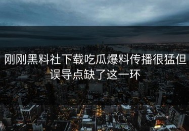 刚刚黑料社下载吃瓜爆料传播很猛但误导点缺了这一环