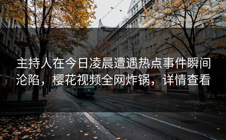 主持人在今日凌晨遭遇热点事件瞬间沦陷,樱花视频全网炸锅,详情查看 主持人在今日凌晨遭遇热点事件瞬间沦陷,樱花视频全网炸锅,详情查看