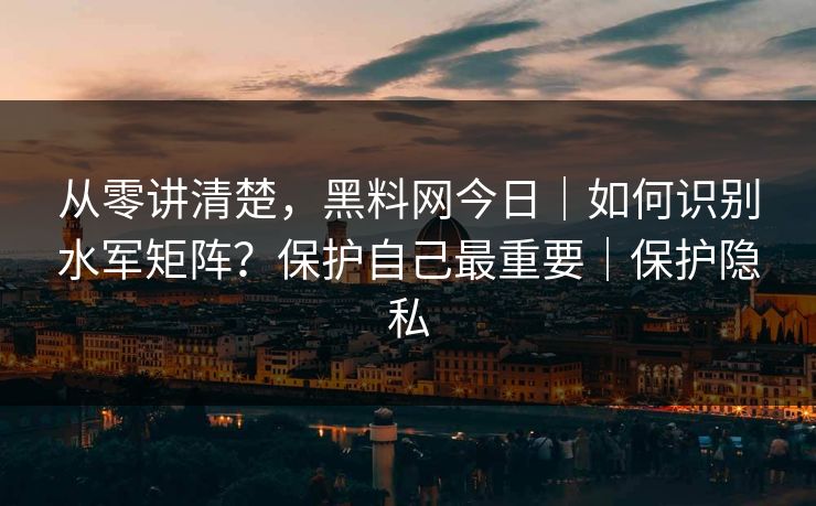 从零讲清楚，黑料网今日｜如何识别水军矩阵？保护自己最重要｜保护隐私