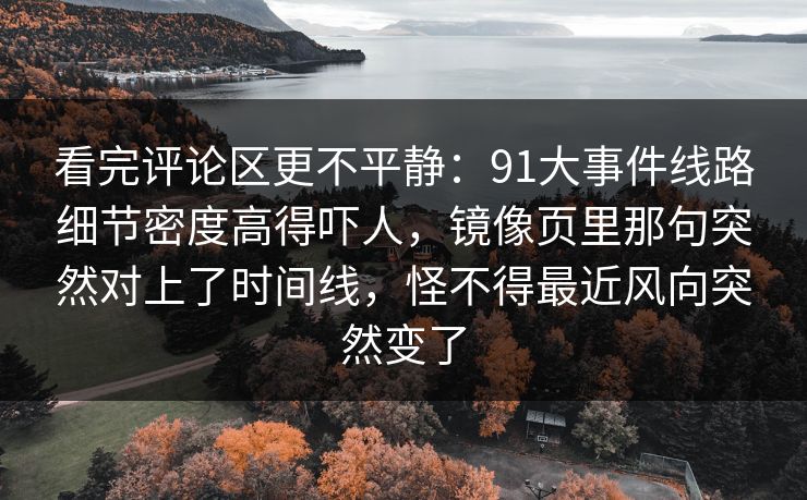 看完评论区更不平静：91大事件线路细节密度高得吓人，镜像页里那句突然对上了时间线，怪不得最近风向突然变了