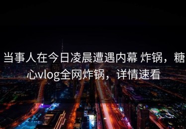 当事人在今日凌晨遭遇内幕 炸锅，糖心vlog全网炸锅，详情速看