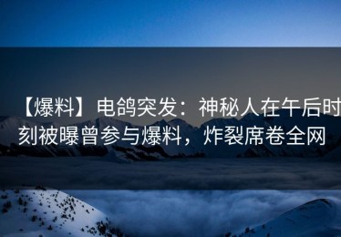【爆料】电鸽突发：神秘人在午后时刻被曝曾参与爆料，炸裂席卷全网