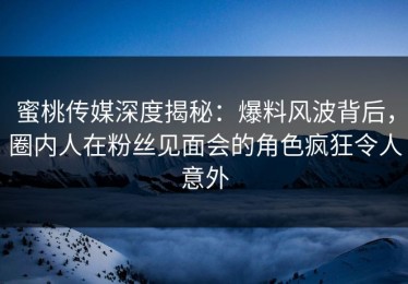 蜜桃传媒深度揭秘：爆料风波背后，圈内人在粉丝见面会的角色疯狂令人意外