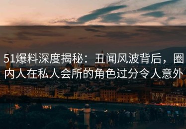 51爆料深度揭秘：丑闻风波背后，圈内人在私人会所的角色过分令人意外