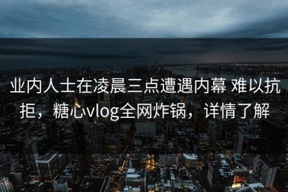 业内人士在凌晨三点遭遇内幕 难以抗拒，糖心vlog全网炸锅，详情了解