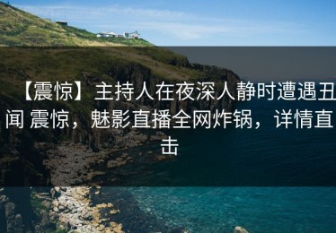 【震惊】主持人在夜深人静时遭遇丑闻 震惊，魅影直播全网炸锅，详情直击