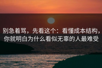 别急着骂，先看这个：看懂成本结构，你就明白为什么看似无辜的人最难受