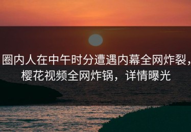 圈内人在中午时分遭遇内幕全网炸裂，樱花视频全网炸锅，详情曝光