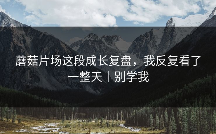 蘑菇片场这段成长复盘，我反复看了一整天｜别学我
